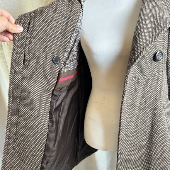 Bershka BSK Womans Double Breasted Size M Tweed Wool Brown Blazer Jacket in EUC - Picture 6 of 9